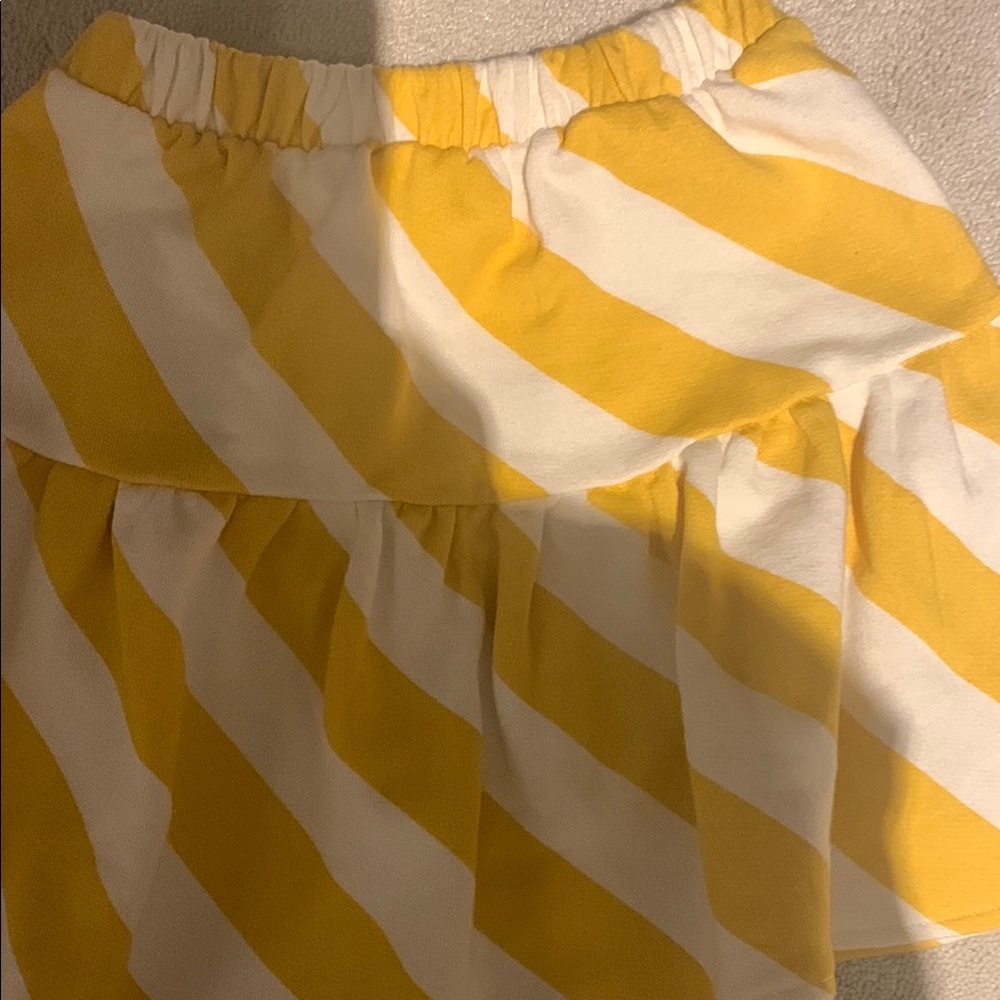 Yellow and White Striped kids Skirt and top